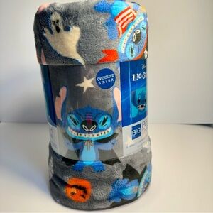 NWT. Disney Stitch Halloween plush Throw. The gray Blanket. Stitch in costumes